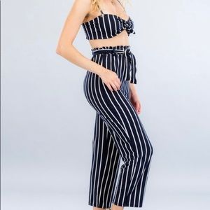 Two piece striped navy/white Capri Pant Set